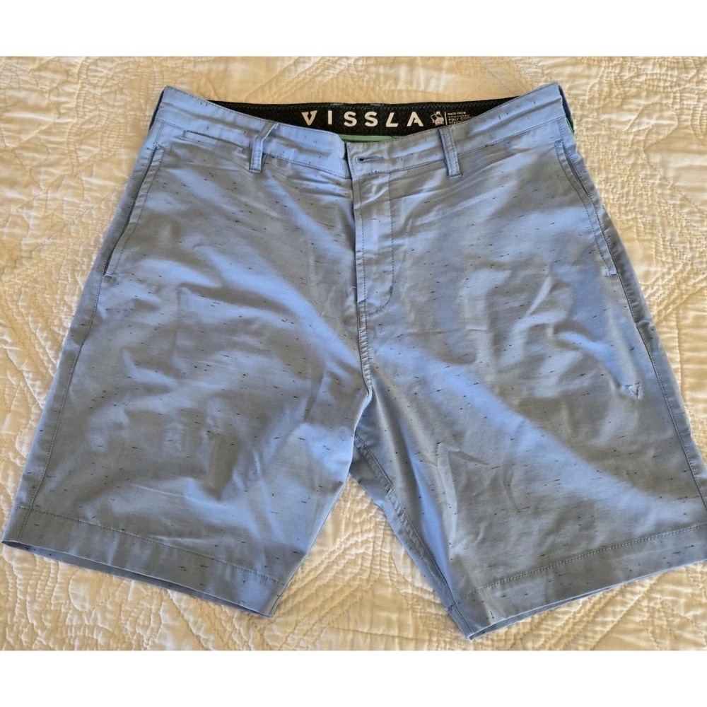 Vissla Hybrid Texture Walkshort Upcycled Poly Cotton Stretch Blue Mens Shorts 34